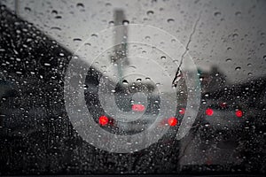 Rain drops on windshield