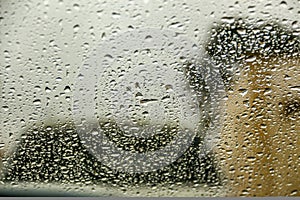 Rain drops on windshield, background