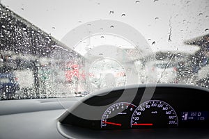 Rain drops on windshield