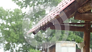 Rain falling from the roof, Water drop, Raining background