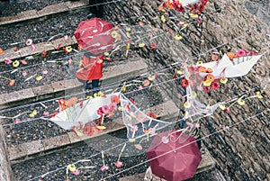 A rain of flowers: Umbrellas and blooms in Girona