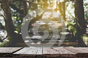 rain forest walk way in Ang Ka nature trail located in Doi inthanon national park, the highest peak in Thailand (blur image) with