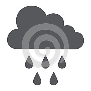 Rain glyph icon, weather and climate, cloud with rain sign, vector graphics, a solid pattern on a white background.