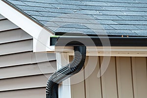 rain gutter of roof with downpipe