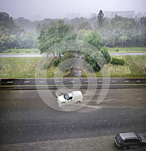 Rain and hail during a hurricane