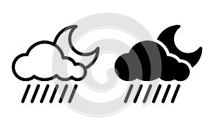 Rain icon with outline and glyph style.