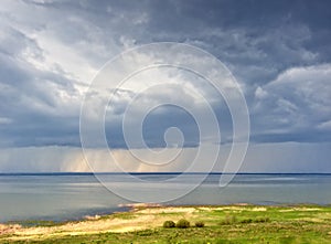 Rain over lake