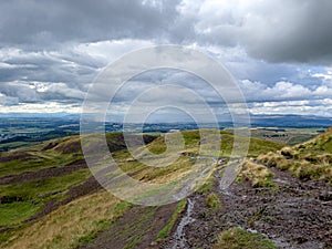 Rain over Stirlingshire from Dumyat Hill, Bridge of Allan