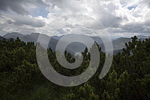 Rain shower in Bavarian mountains