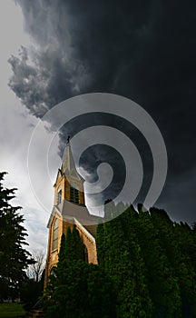 Rain Storm, Church, Stormy Sky