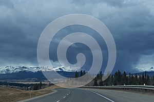 Rain / Storm clouds on the road to Banff