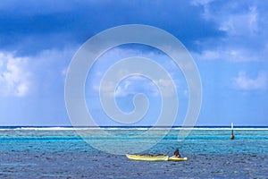 Rain Storm Coming Canoe Blue Water Moorea Tahiti