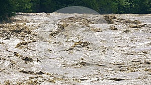 Rain storm dirty water floode river