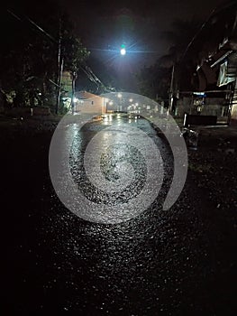 Rain on the strert in the meed nighton photo