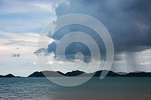 Rain Strom coming at the Island, Chinburi Province, Thailand.