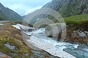 Rain on summer Passo del San Gottardo.(Switzerland). photo