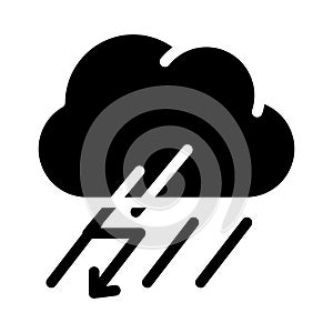 Rain thunderstorm and lightning glyph icon vector illustration
