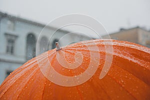 Rain on umbrella