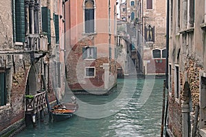 Rain in Venice. Narrow streets of Venice are very colorful. Wonderful city. Venice. Italy