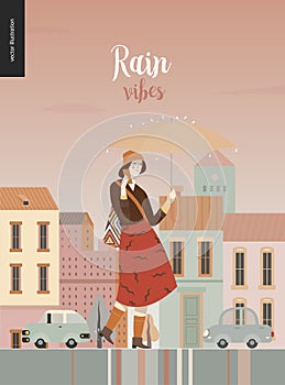 Rain - walking girl