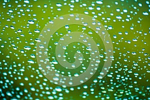 Rain water droplets on a windscreen