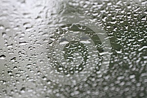 Rain water drops on glass