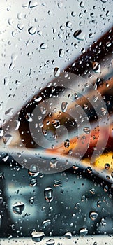 rain water drops on glass on monsoon