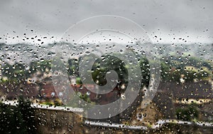 Rain Water Drops on a Window