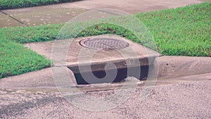 Rain water flowing to storm water sewer system