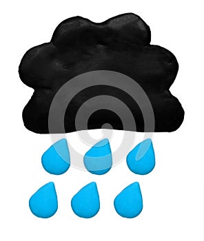 Rain weather forecast icon symbol plasticine clay