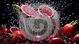 Rain-wet Pomegranates: A Fantastical Photo In Miles Aldridge Style