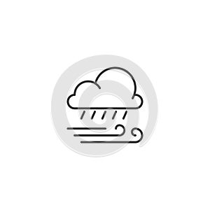 Rain and wind cloud line icon vector