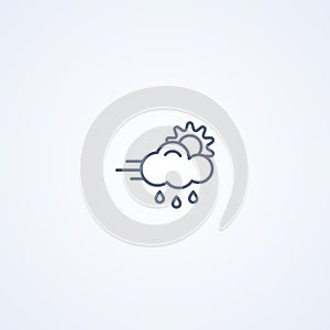 Rain and  wind, vector best gray line icon