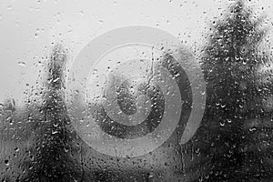 Rain on the window. Slovakia