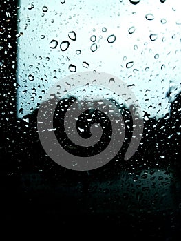 Rain on the windshield.
