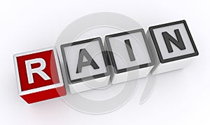 rain word block on white