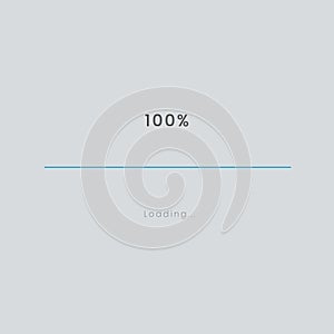Rainbow 100 pecent loading sign vector illustration on grey background. Light blue loading bar in progress symbol, icon, banner.