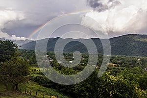 Rainbow above Car village near Zaqatala, Azerbaij