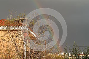 Rainbow above a residential area