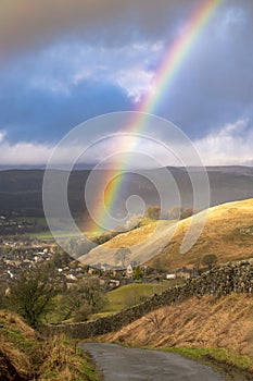 Rainbow above Settle in the Yorkshire Dales