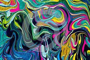 Rainbow Abstract Colorful Swirls of Paint