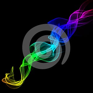 Rainbow abstract waves on a black background, colorful abstraction