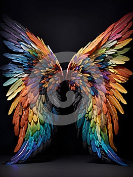 Rainbow Angel Wings Backdrop Beautiful Photography Template Design - ai generated
