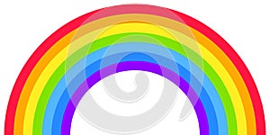 Rainbow arc shape, half circle, bright spectrum colors, colorful striped pattern