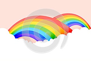 Rainbow background with clouds in pastel colors