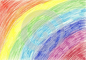 Rainbow background drawn with colored pencils