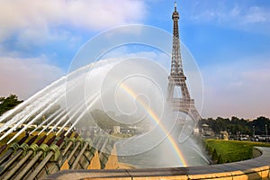Rainbow on the background of the Eiffel Tower, Paris