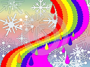 Rainbow Background Means Snowing Winter And Promise