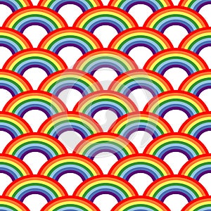 Rainbow background. Seamless pattern with colorful rainbows for kids holidays photo