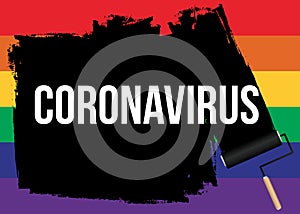 A rainbow background synonymous with the joy of living is covered by a black background which symbolizes the epidemic of Coronavir